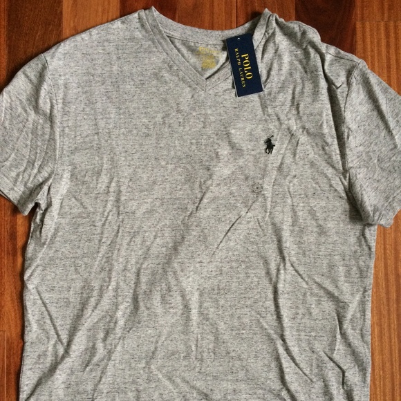 Men's Polo Ralph Lauren V neck t shirt  Gray  NWT - Picture 6 of 7